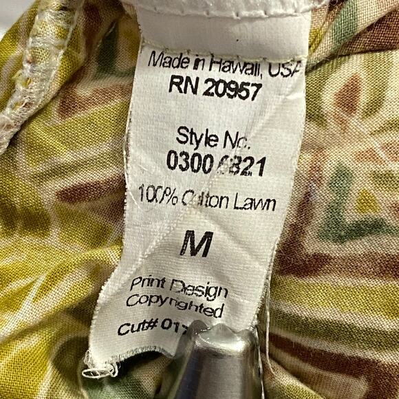 Tori Richard Honolulu Shirt Size M Yellow Abstract Print 100% Cotton USA Made - Picture 7 of 9
